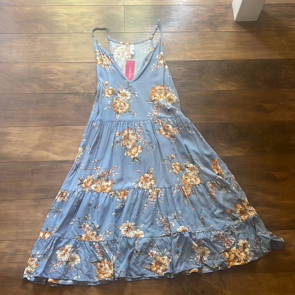 Blue sundress with flowers size Medium - Picture 1 of 3